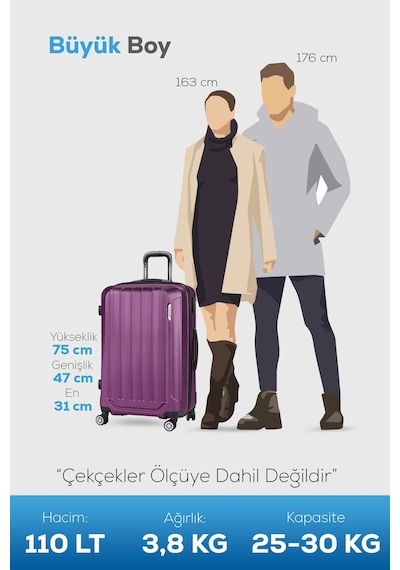 Polo&Sky Spring Model Mor Renk Büyük Boy Valiz Bavul Mor