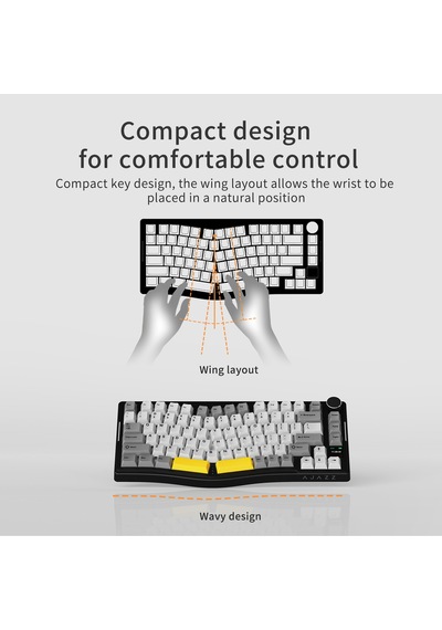Aks075 Ergonomik Tasarım Mekanik Klavye-bt5.1/2.4gwireless/usb-c Kablolu-hot Swap Dinamik Rgb