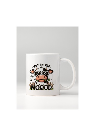 Not In The Moooood İnek Tasarımlı Beyaz Kupa Bardak - 330 Ml Porselen Kupa Çok Renkli - 876201299 Çok Renkli - 876201299 Çok Renkli