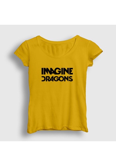 Presmono Kadın Logo V2 Imagine Dragons T-shirt Sarı