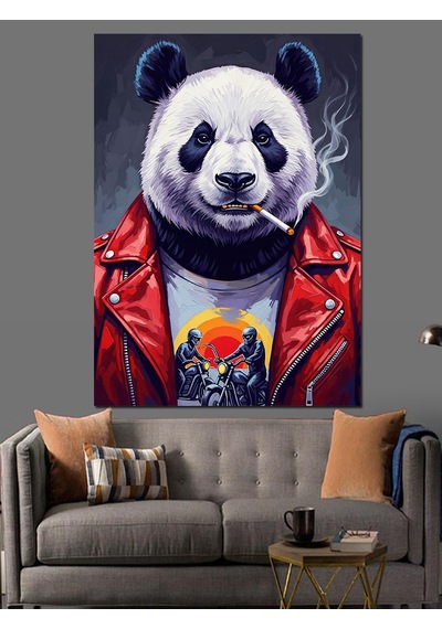 Ahşap Tablo Punk Panda Portresi