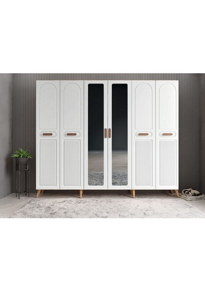 Letto Membran 6 Kapaklı Portmanto Montaj Dahil Çam Beyaz 240 Cm