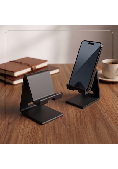 Şarj Kanallı Masaüstü Telefon Standı Siyah