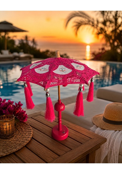 Missidea Vintage Pink Bohem Dekoratif Şemsiye Lambası Pembe