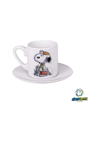 Doktor Snoopy Türk Kahvesi Fincanı 0119 Beyaz