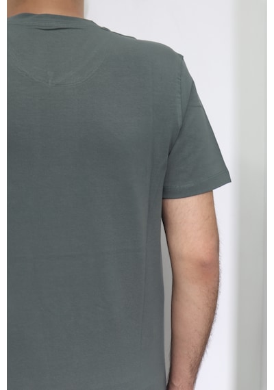 Santa Dmctekstil Erkek Düz Spor Kesim Kalıbı Rahat V Yaka T-shirt Haki