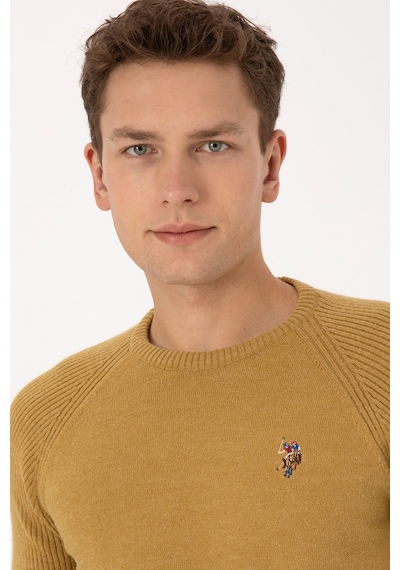 U.S. Polo Assn. Erkek Regular Fit Bisiklet Yaka Hardal Kazak 50314983-VR151