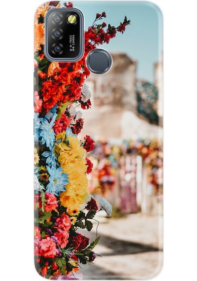 Infinix Smart 5 Kilif Silikon Desen Gerçek Çiçekler 1743 523507309