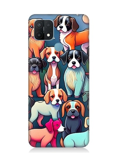 Oppo A15 Uyumlu Sevimli Pastel Köpekler Desenli Silikon Kılıf