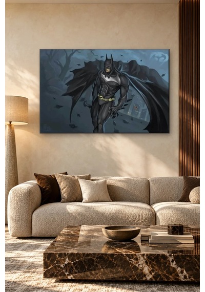 Fida Fırtınalı Gecede Pelerinli Batman Canvas Tablo Çok Renkli
