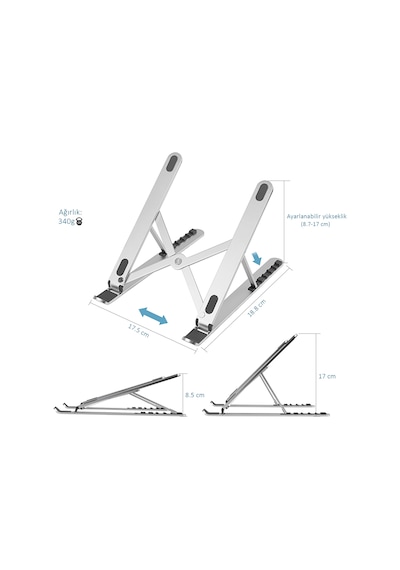 Laptop Stand Apple Uyumlu MacBook Notebook Katlanabilir Metal Stand