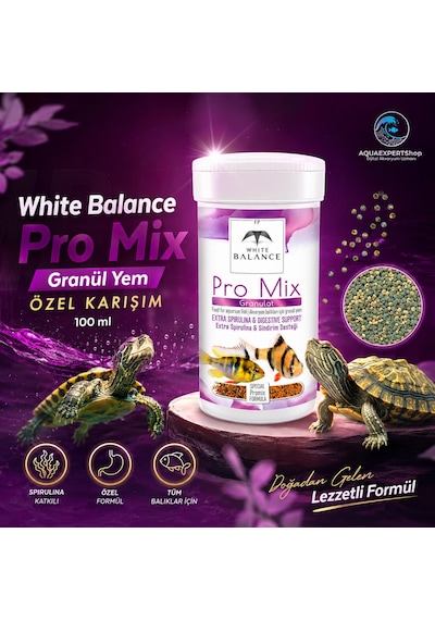 White Balance Pro Mix Granül Yem - Özel Karışım - Akvaryum Balık Yemi - 100 Ml