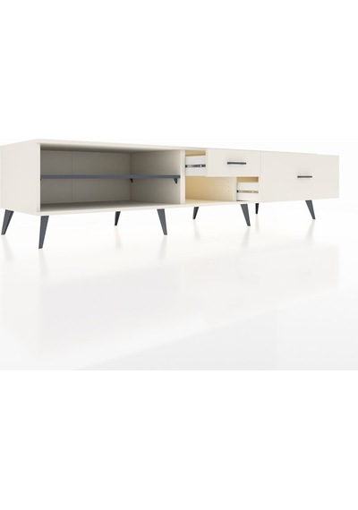Kronos Tv Ünitesi Tek Raflı 2 Çekmeceli 220x59x51 Aytaşı-antrasit/aytaşı Antrasıt/aytası - Aytası