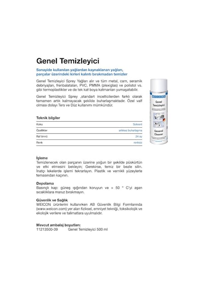 Weicon Genel Temizleyici Sprey 500 ML