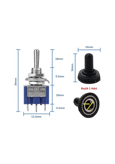 Mts-103 Mini Toggle Anahtar 3a 250v On / Off / On 3 Pin 3 Pozisyon Uyumlu