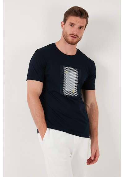 Buratti Pamuklu Slim Fit Bisiklet Yaka Erkek T Shirt 646R7930 Lacivert