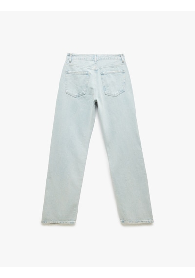 Koton Taş Detaylı Düz Paça Düğmeli Pamuklu Jean Pantolon - Straight Fit Jean Bleach 5sal40208md Açık Mavi Koton Taş Detaylı Düz Paça Düğmeli Pamuklu Jean Pantolon - Straight Fit Jean Bleach 5sal40208md Açık Mavi