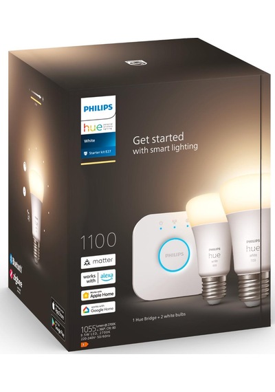 Philips HueW 9.5-75W Beyaz Akıllı Başlangıç Seti 2'li E27