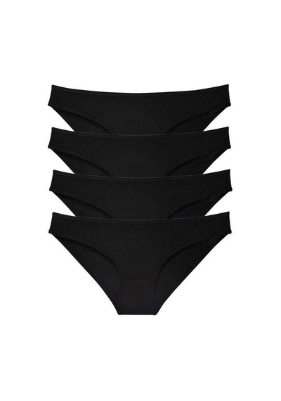 4 Adet Süper Eko Set Likralı Kadın Slip Külot Siyah Beden: L Standart