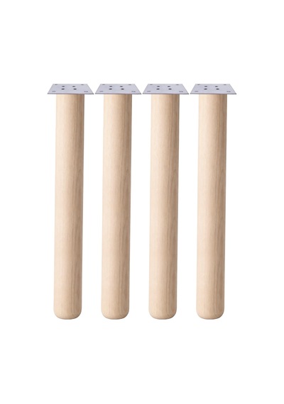 Bohem 73 Cm 4 Adet Doğal Ahşap Boyasız Silindir Sehpa Ayağı - 4 Adet 8x8 Metal Montaj Aparatı 6395751
