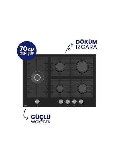 Flowart Digital 5 Gözlü QBL63CS+BL135+D086-SA Siyah Cam 5 Gözlü Ankastre Set