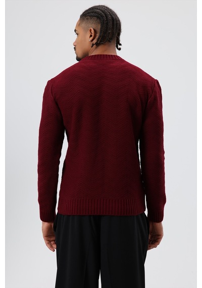Vamos Bisiklet Yaka Oversize Triko Kazak Bordo