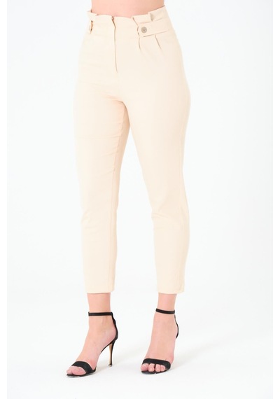 Sortie Collection Pileli Gabardin Pantolon Açık Bej