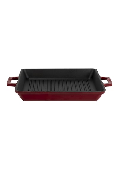 Lava Döküm Kare Izgara Tavası Döküm Demir Yekpare Çift Kulplu Ölçü 26x26cm.-bordo Bordo