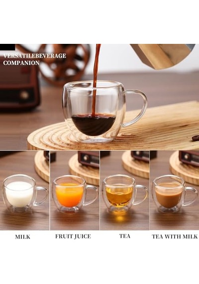 Katmanlı Cam Kupa 250 Ml Lüx Çift Cidarlı Kupa - Termos - Iki Duvarlı Yapısı İle Uzun Süre -soğuk Tutma Özelli Diğer