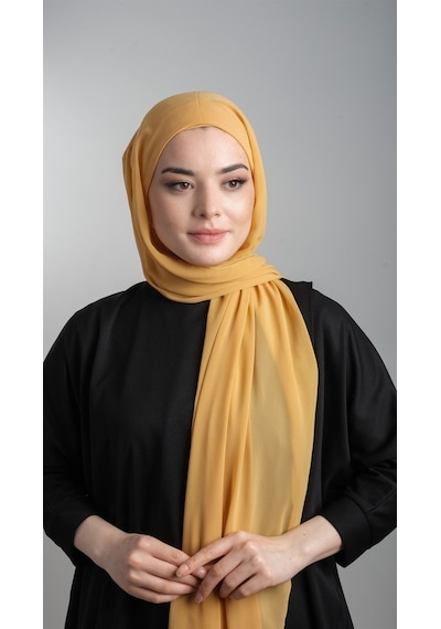 Hürrem Bone Hardal Pratik Hazır Geçmeli Şal Şifon Boru Boneli 3001_43