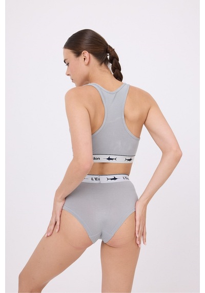 Racer Crop Top Racer Back Crop Top-3'li Avantaj Paketi-3411 Gri