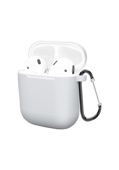 Apple Uyumlu AirPods İle Düz Silikon Kılıf Beyaz Beyaz