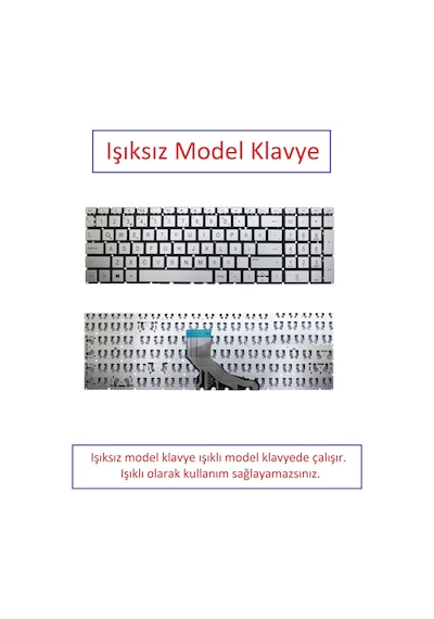 Gümüş-ışıksız, Notebook Klavye - Hp 15-gw0007nt Muadili İle Uyumlu