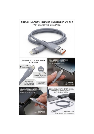Usb To İphone Lightning Silikon Hızlı Şarj Ve Data Aktarım Kablosu 1 Metre 3.4 Amper Mt2353
