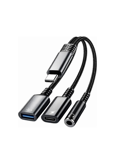 Lunatic 6660 Usb Type C To Otg Çoklayıcı Çevirici Adaptör 3.0 Hızlı Şarj 3.5mm Kulaklık 3in1 Dönüştüc