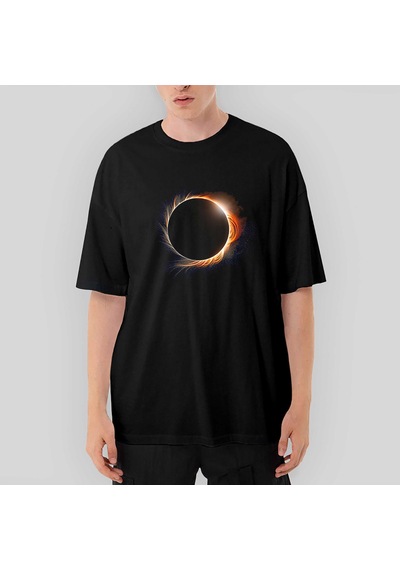 Solar Eclipse Oversize Siyah Tişört Siyah