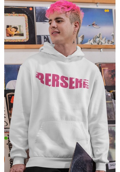 Sevbano Tasarım Berserk Guts Anime Sırt Baskılı Unisex Oversize Penye Hoo beyaz