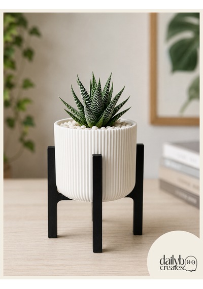 2 Renkli Ayaklı Saksı-modern Tarzlı Dekoratif Saksı-çiçek Ve Bitki Saksısı Beyaz