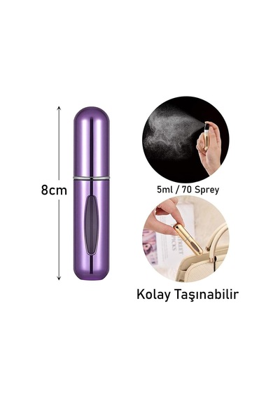 Tr Doldurulabilir Mini Parfüm Şişesi Cep Parfüm Sprey Şişesi Portatif Küçük Boy 8cm Gold - Pembe - Kırmızı,