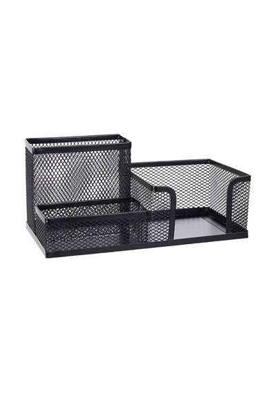 Metal Masaüstü Kalem Tutucu Ofis Depolama Kutusu Kalem Masası Mesh Organizatörü Black
