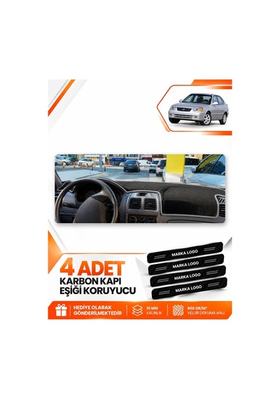 Hyundai Accent Admire-milenium 2000-2006 Uyumlu Ön Torpido Koruma Kılıfı - Siyah Gri
