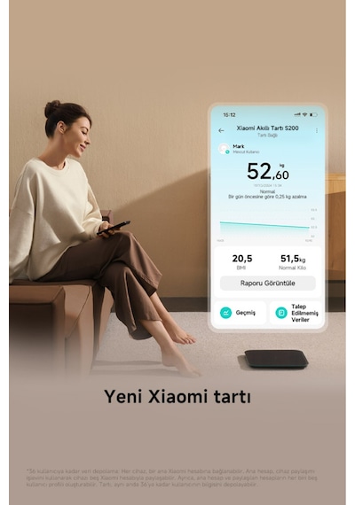 Xiaomi Mi Smart Scale S200 Beyaz Fonksiyonlu Akıllı Bluetooth Tartı Baskül