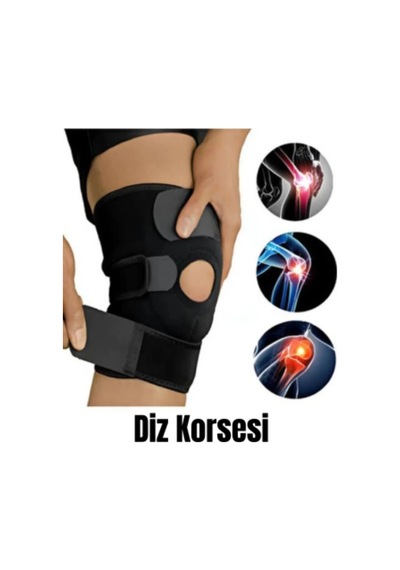 Diz Korsesi Çapraz Bağ Menisküs Ağrısı Için Dizlik Diz Bandajı Patella Dizlik Siyah
