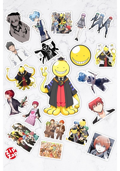 Suikast Sınıfı Assassination Classroom Ansatsu Kyoushitsu Anime Sticker Paketi 20 Adet Çok Renkli