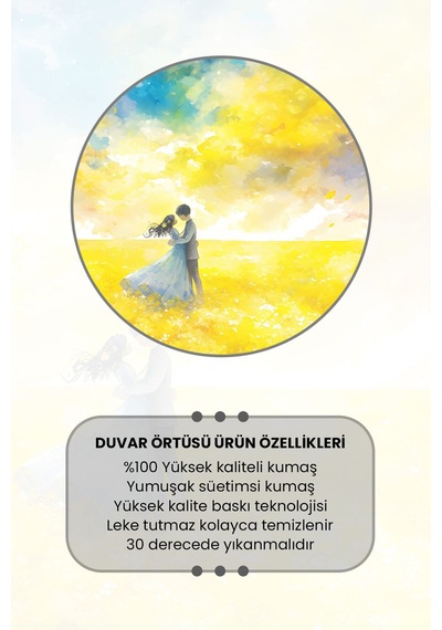 Çiçek Tarlasında Dans Desenli Duvar Halısı Duvar Örtüsü Tapestry Süet Dokulu Kumaş