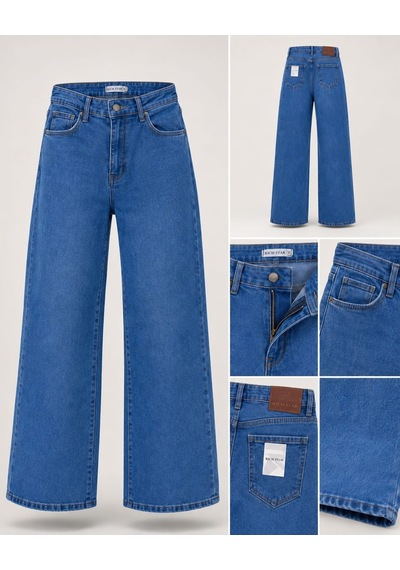 Rich Star Bol Paça Jeans 32-36 Orta Mavi Kım