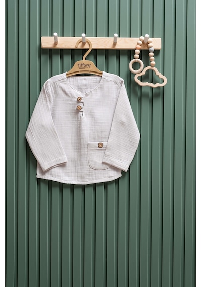Miababy Unisex Müslin Uzun Kollu Tişört 6 Ay 3 Yaş %100 Pamuk Gri