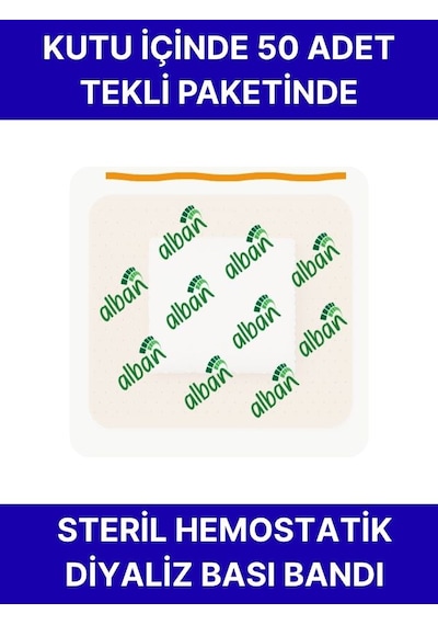 Steril Hemostatik Diyaliz Bandı 38mmx38mm, 50 Adet Tekli Paket