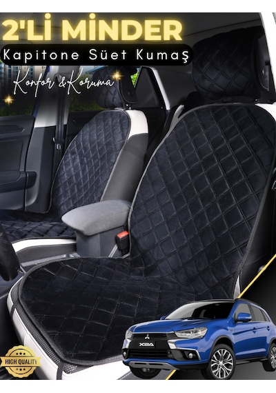 Mitsubishi Asx Uyumlu 2'li Süet Oto Koltuk Minderi Terletmez Universal Oto Aksesuar A2 Siyah