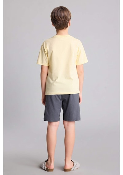 Defacto Regular Fıt Baskılı 2li Şort Tişört Pijama Takımı Erkek Çocuk H4105a826hsyl83 Sarı-yl83